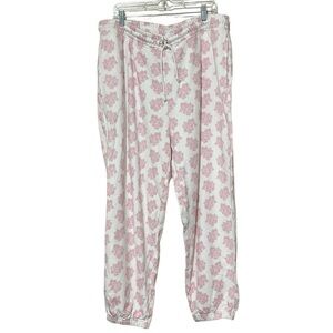 NWT J Crew Paisley Print Womens Joggers White Pink Size XXL